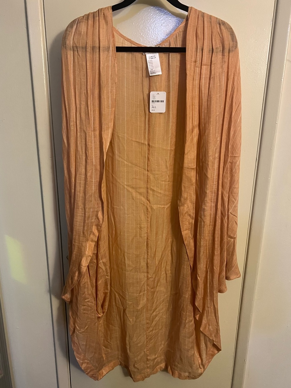 Free People Peach Draped Open-Front Cardigan